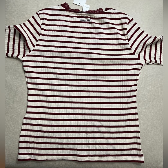 Desigual Women’s Floral Lace Striped Fine Knit Sweater -Made in Portugal- XL - Picture 9 of 13